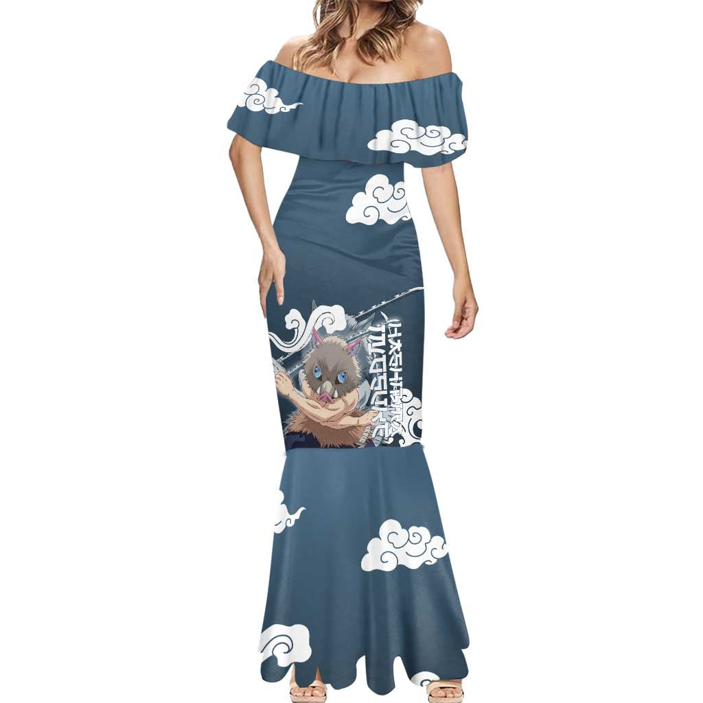 Hashibira Inosuke Demon Slayer Mermaid Dress Whirlwind Anime Cloud Pattern Style