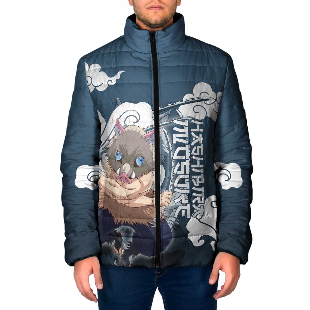 Hashibira Inosuke Demon Slayer Padded Jacket Whirlwind Anime Cloud Pattern Style