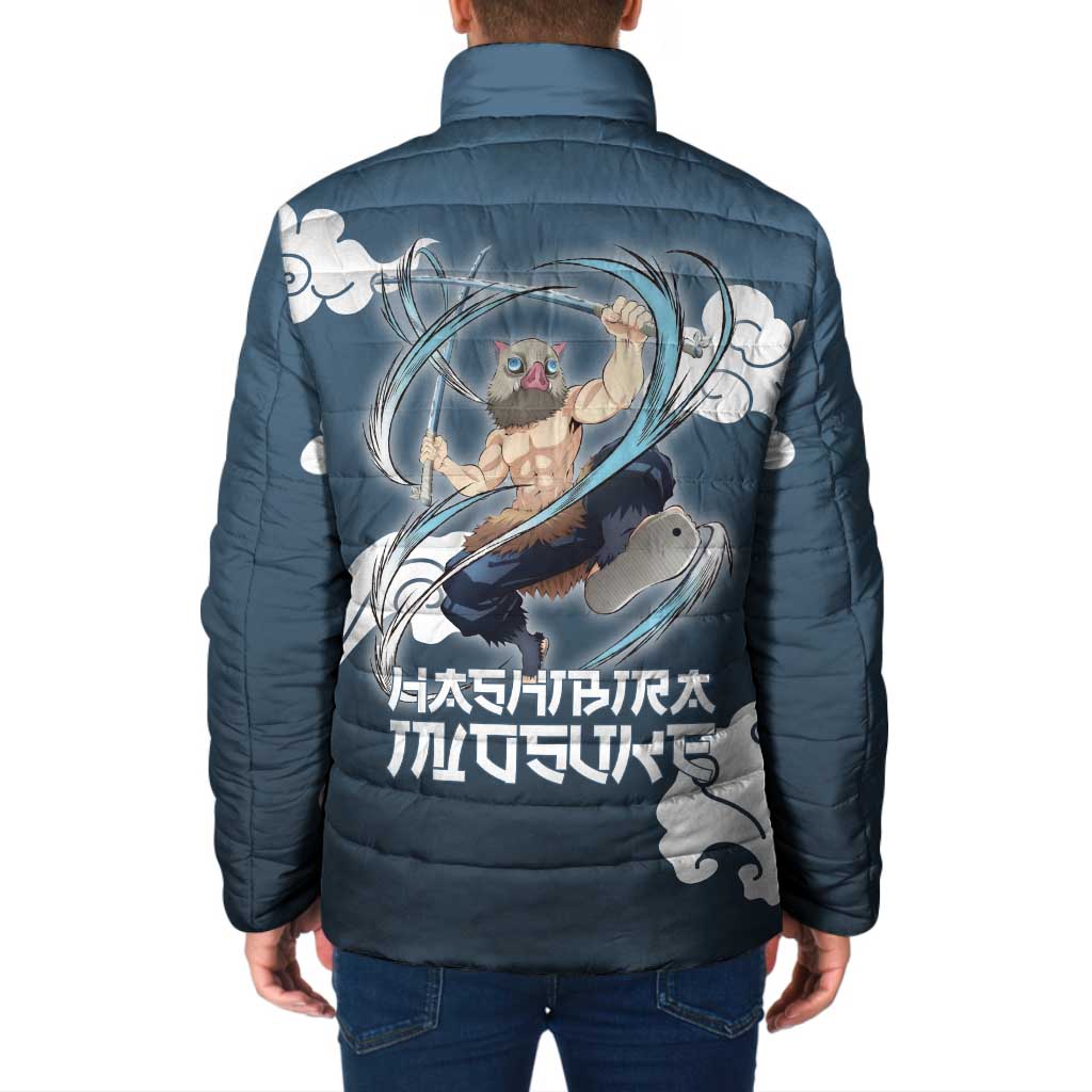 Hashibira Inosuke Demon Slayer Padded Jacket Whirlwind Anime Cloud Pattern Style