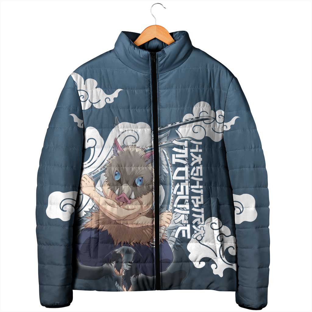 Hashibira Inosuke Demon Slayer Padded Jacket Whirlwind Anime Cloud Pattern Style