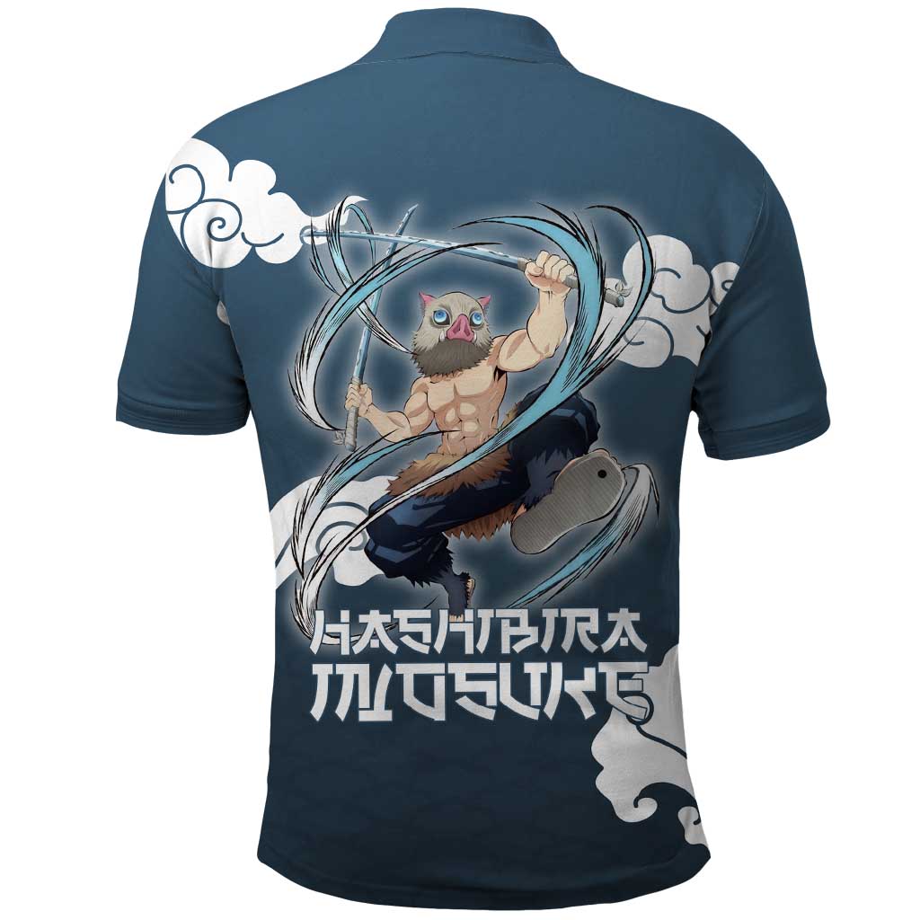 Hashibira Inosuke Demon Slayer Polo Shirt Whirlwind Anime Cloud Pattern Style