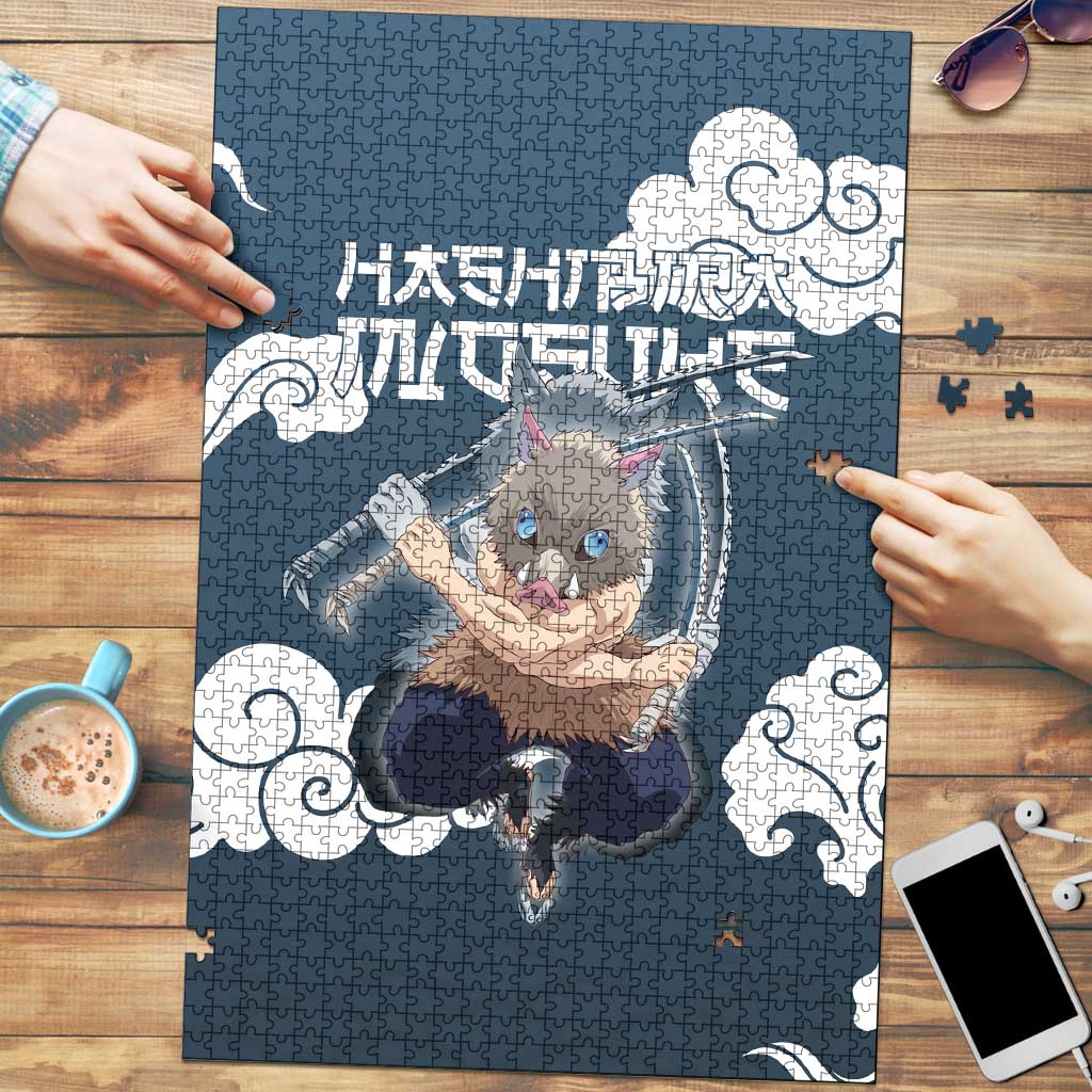Hashibira Inosuke Demon Slayer Puzzle Whirlwind Anime Cloud Pattern Style