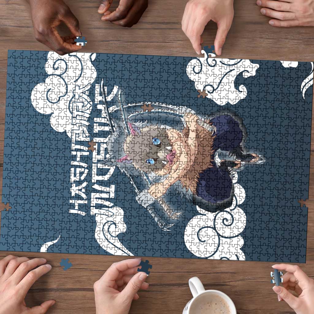 Hashibira Inosuke Demon Slayer Puzzle Whirlwind Anime Cloud Pattern Style