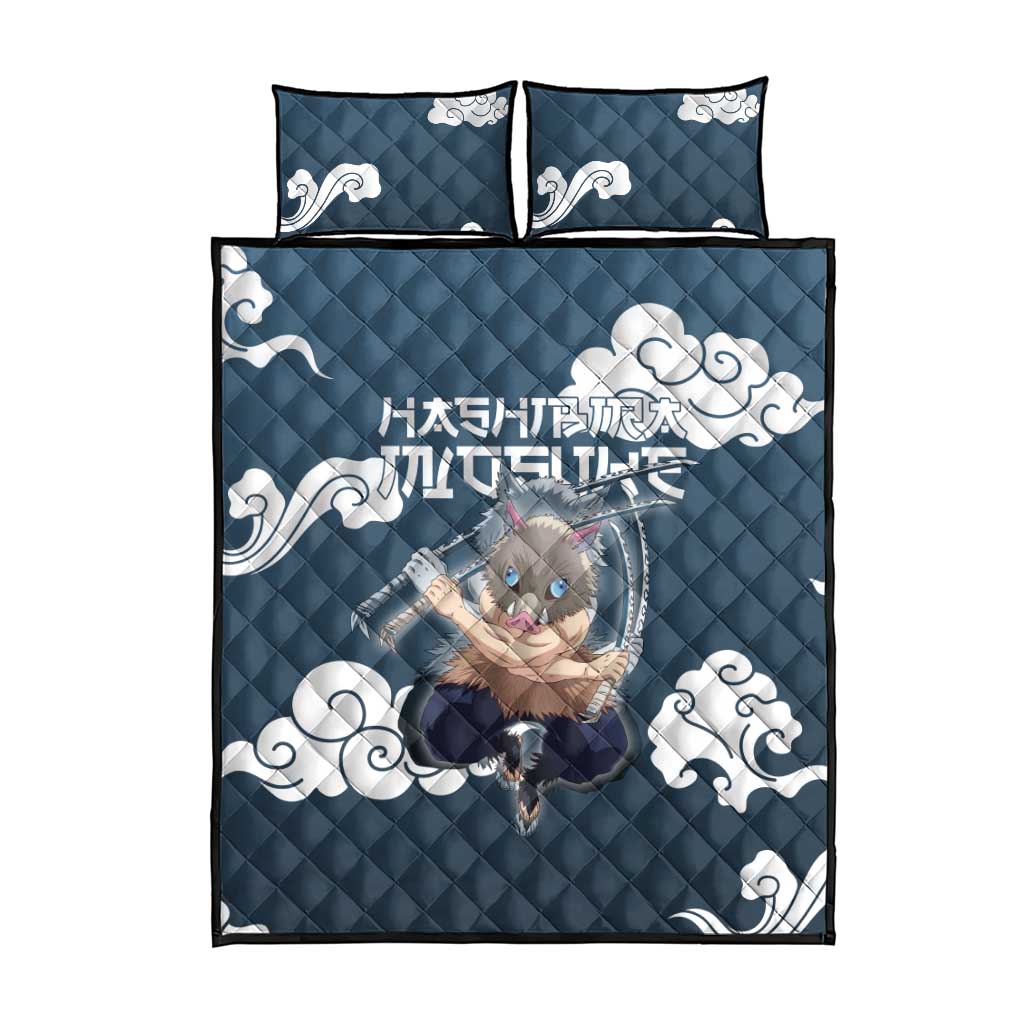 Hashibira Inosuke Demon Slayer Quilt Bed Set Whirlwind Anime Cloud Pattern Style