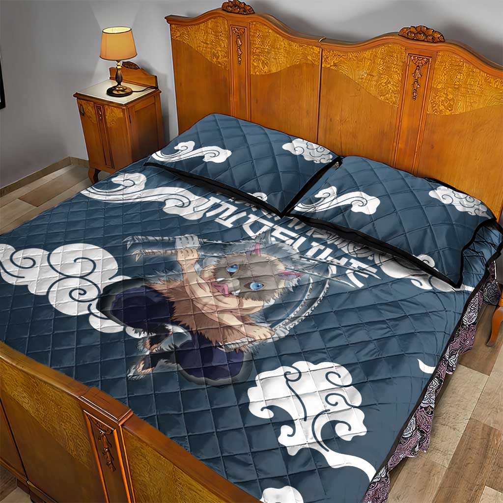 Hashibira Inosuke Demon Slayer Quilt Bed Set Whirlwind Anime Cloud Pattern Style