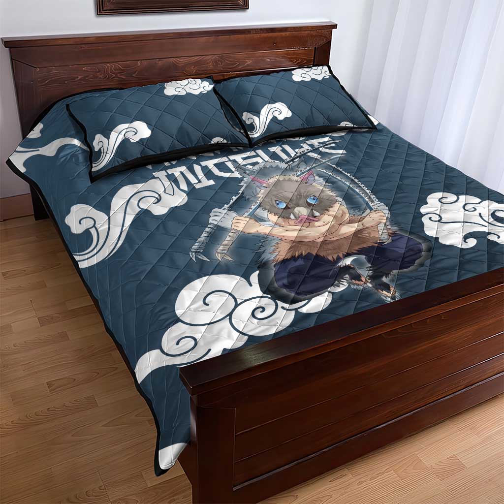 Hashibira Inosuke Demon Slayer Quilt Bed Set Whirlwind Anime Cloud Pattern Style