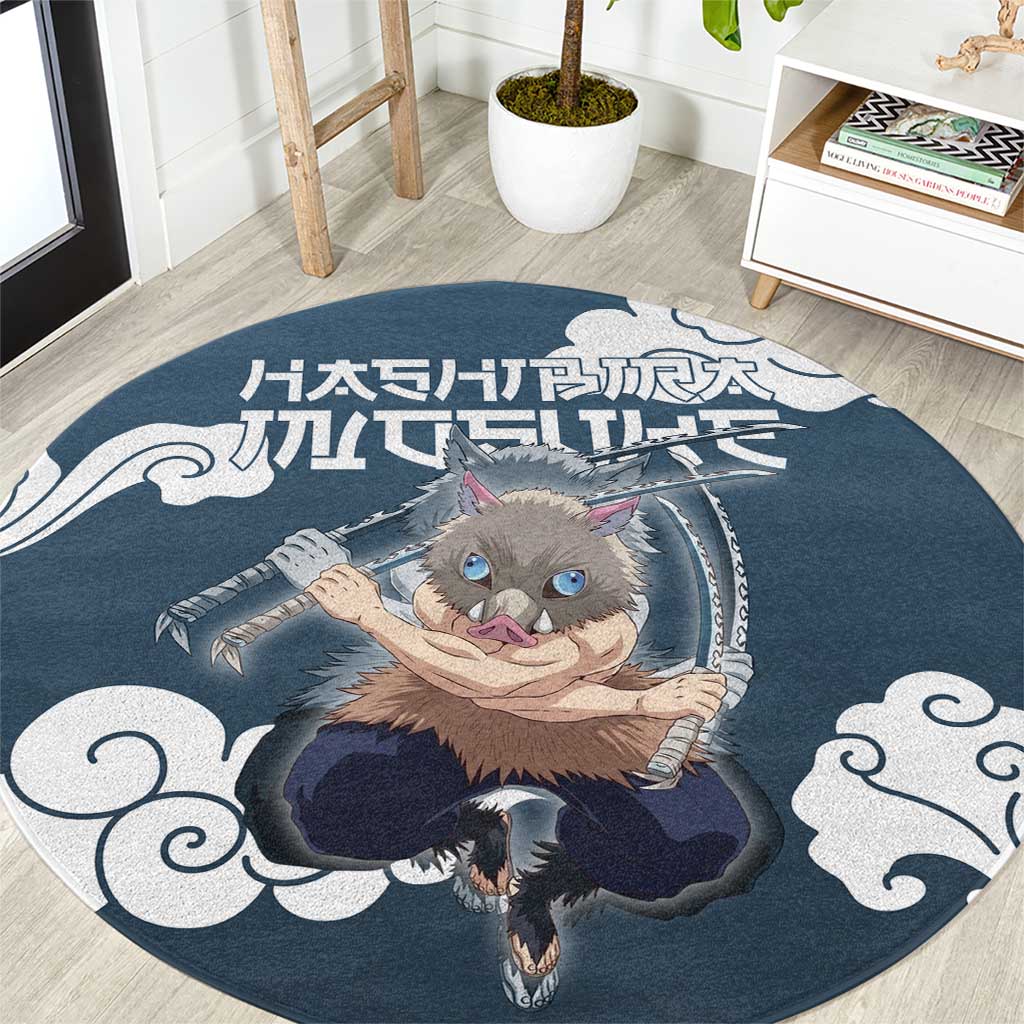 Hashibira Inosuke Demon Slayer Round Carpet Whirlwind Anime Cloud Pattern Style