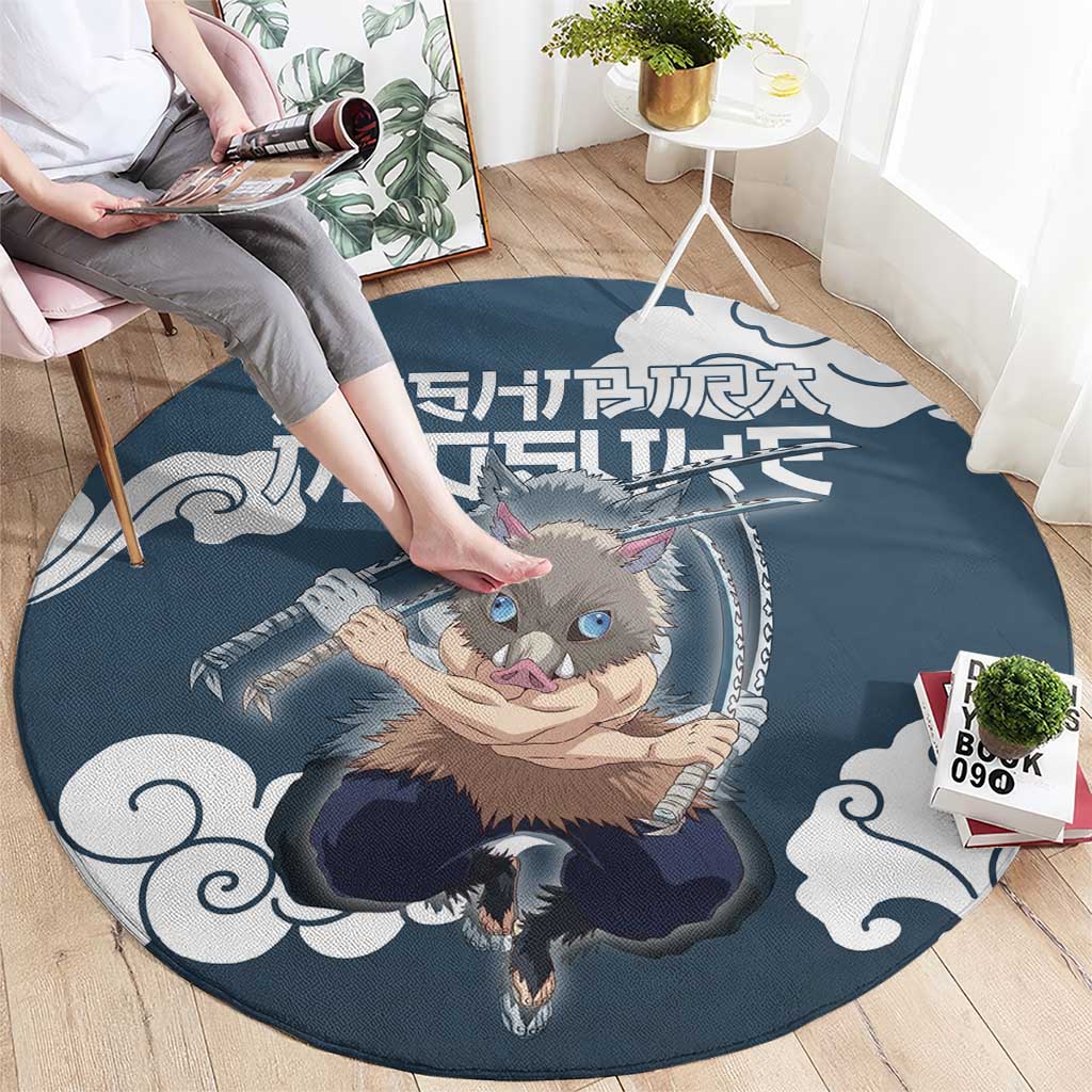 Hashibira Inosuke Demon Slayer Round Carpet Whirlwind Anime Cloud Pattern Style