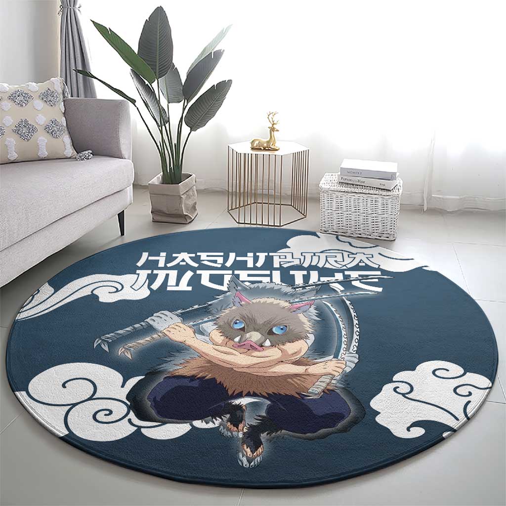 Hashibira Inosuke Demon Slayer Round Carpet Whirlwind Anime Cloud Pattern Style