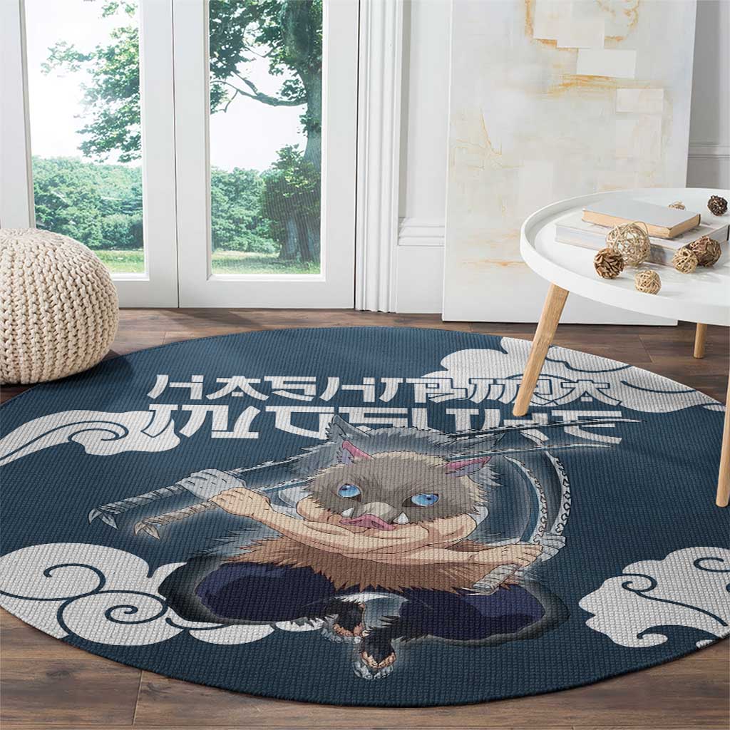Hashibira Inosuke Demon Slayer Round Carpet Whirlwind Anime Cloud Pattern Style
