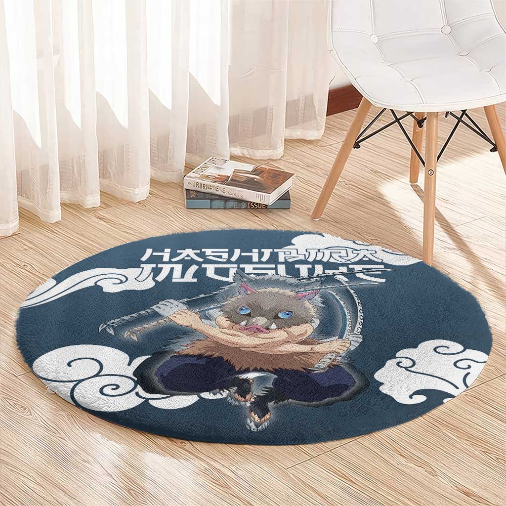 Hashibira Inosuke Demon Slayer Round Carpet Whirlwind Anime Cloud Pattern Style