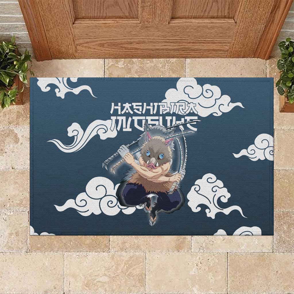 Hashibira Inosuke Demon Slayer Rubber Doormat Whirlwind Anime Cloud Pattern Style