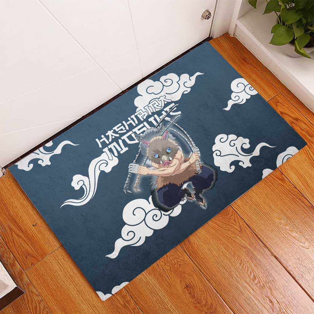 Hashibira Inosuke Demon Slayer Rubber Doormat Whirlwind Anime Cloud Pattern Style