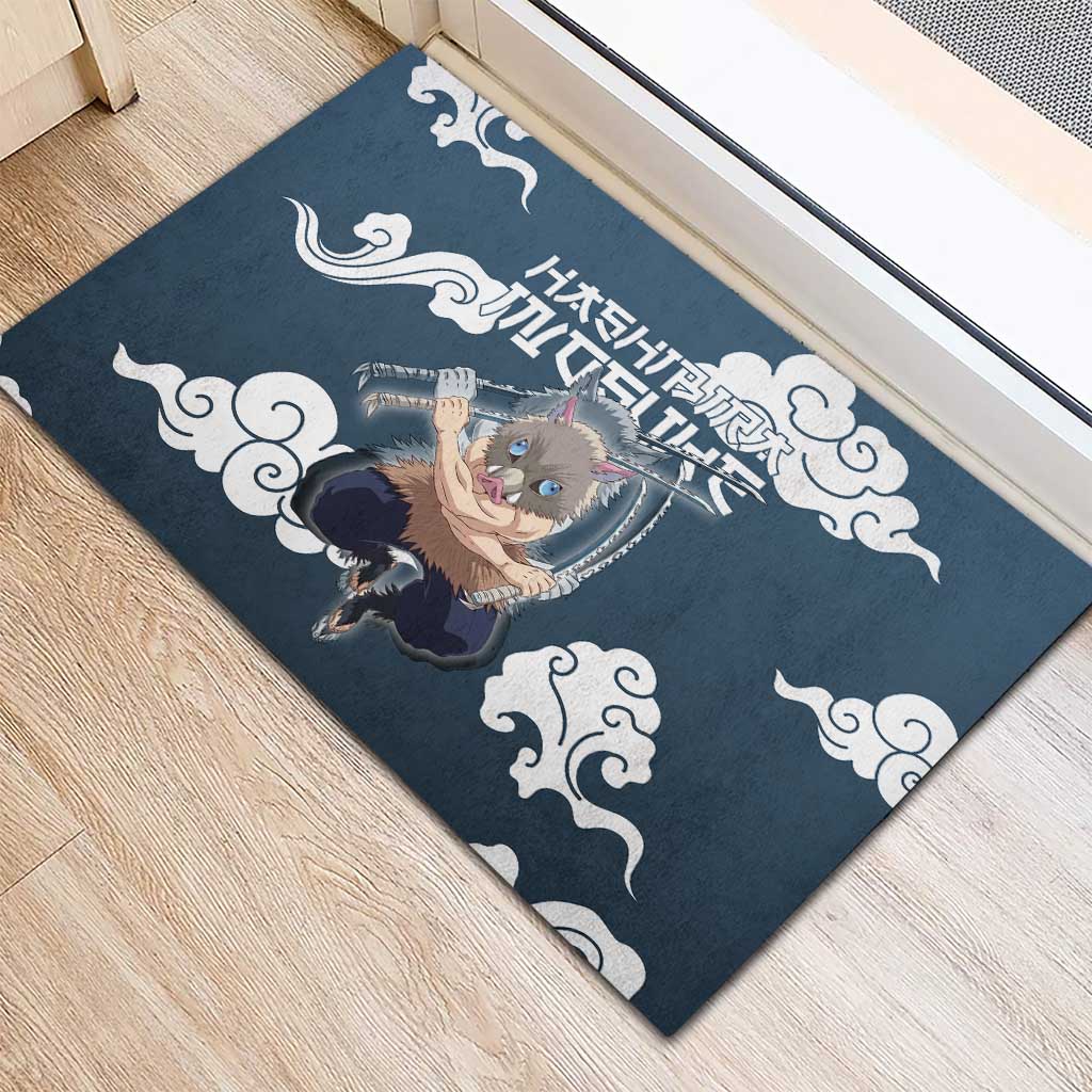 Hashibira Inosuke Demon Slayer Rubber Doormat Whirlwind Anime Cloud Pattern Style