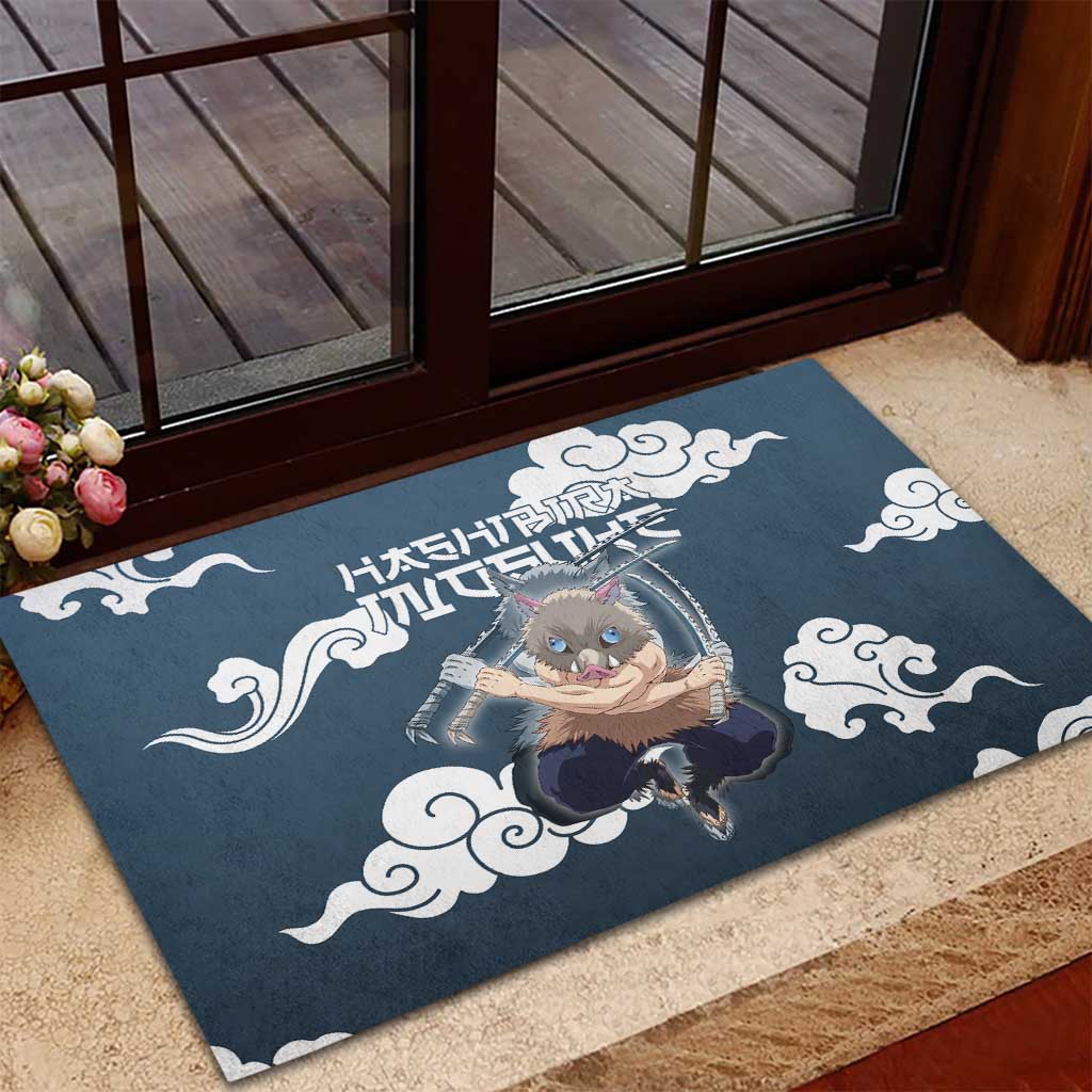 Hashibira Inosuke Demon Slayer Rubber Doormat Whirlwind Anime Cloud Pattern Style