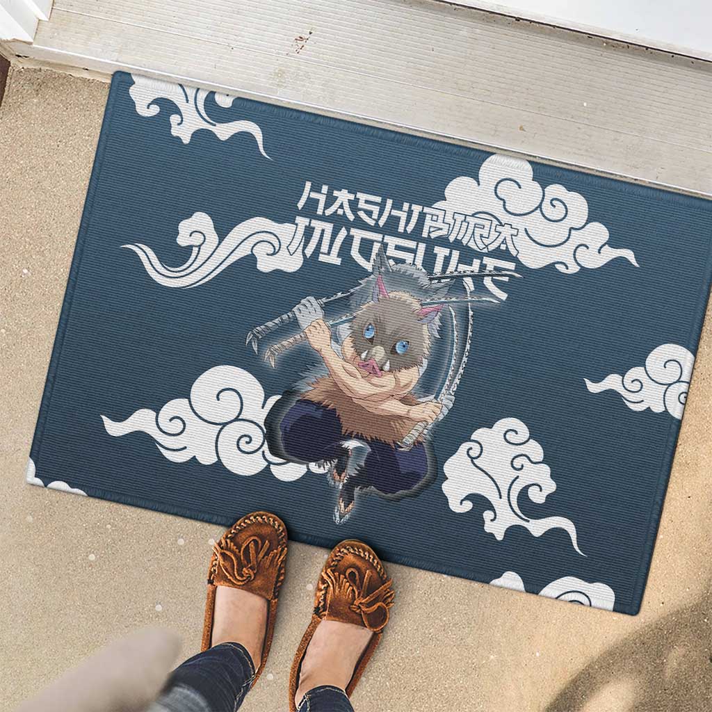 Hashibira Inosuke Demon Slayer Rubber Doormat Whirlwind Anime Cloud Pattern Style
