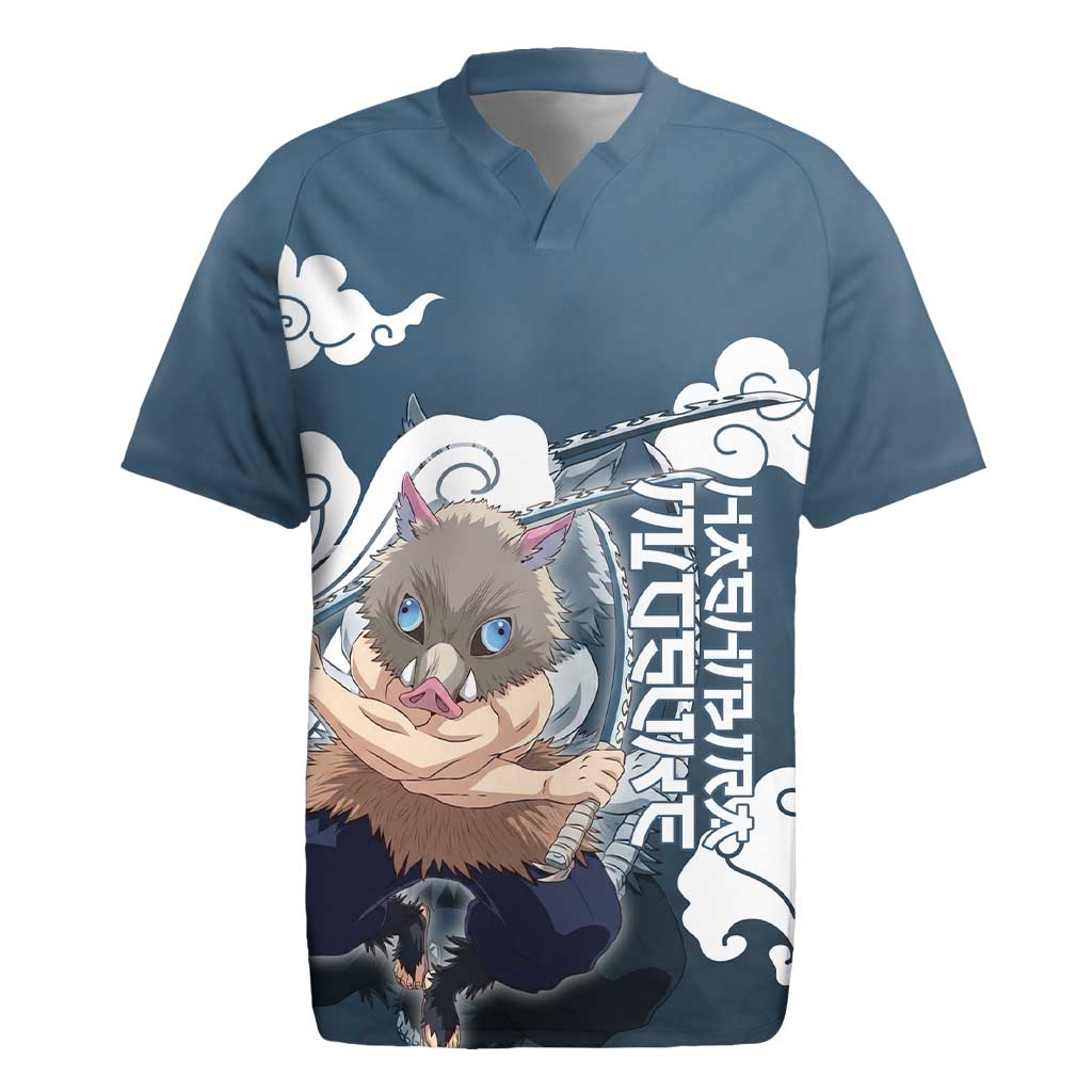Hashibira Inosuke Demon Slayer Rugby Jersey Whirlwind Anime Cloud Pattern Style