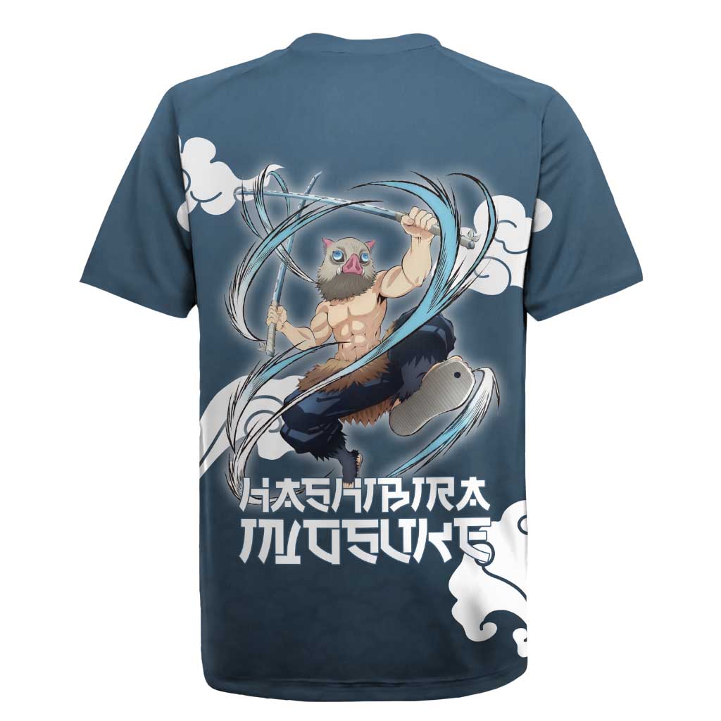 Hashibira Inosuke Demon Slayer Rugby Jersey Whirlwind Anime Cloud Pattern Style
