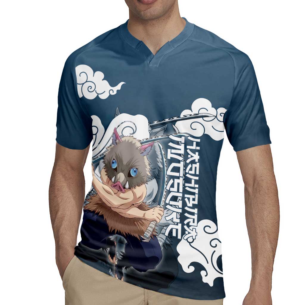 Hashibira Inosuke Demon Slayer Rugby Jersey Whirlwind Anime Cloud Pattern Style