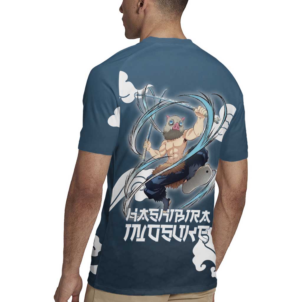 Hashibira Inosuke Demon Slayer Rugby Jersey Whirlwind Anime Cloud Pattern Style