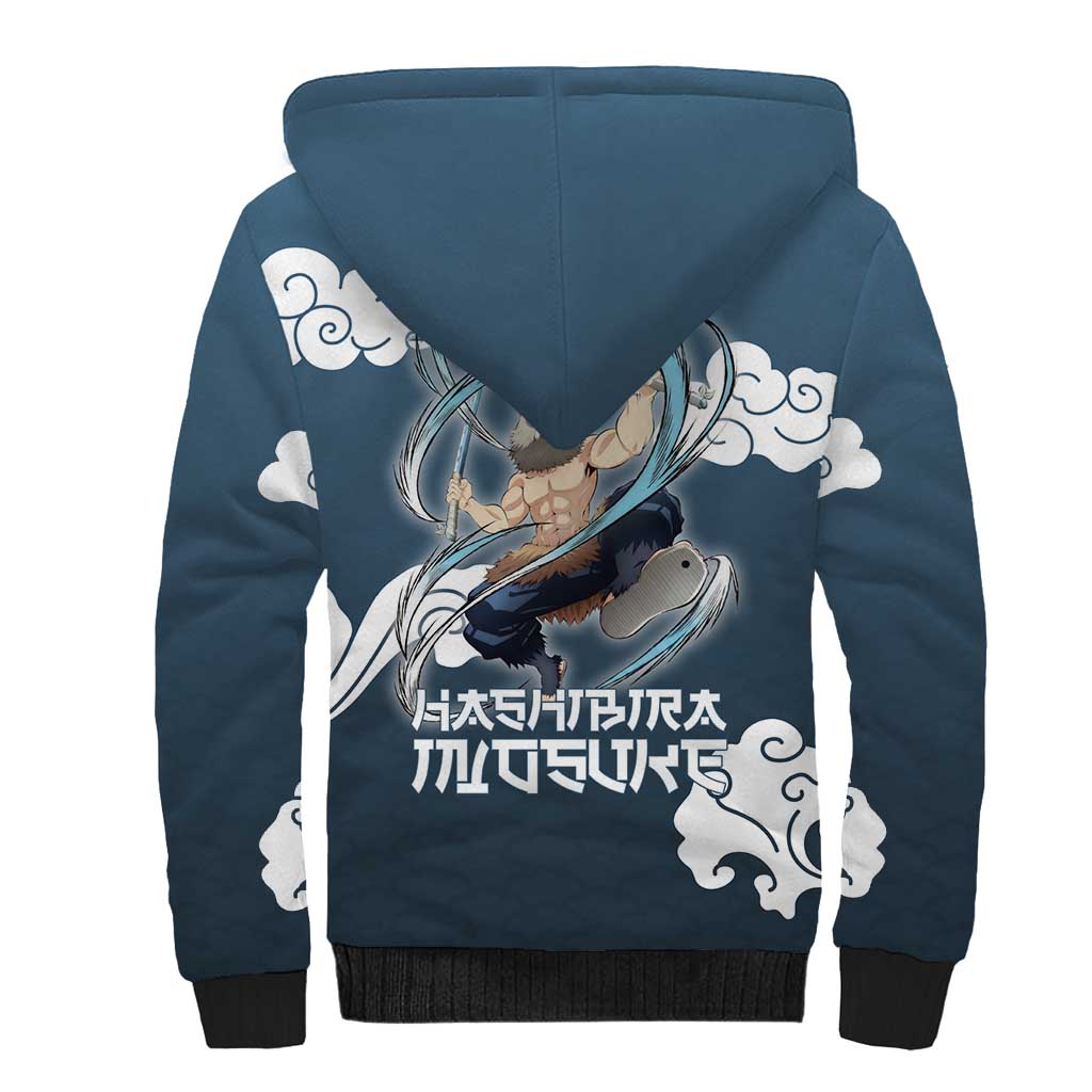 Hashibira Inosuke Demon Slayer Sherpa Hoodie Whirlwind Anime Cloud Pattern Style