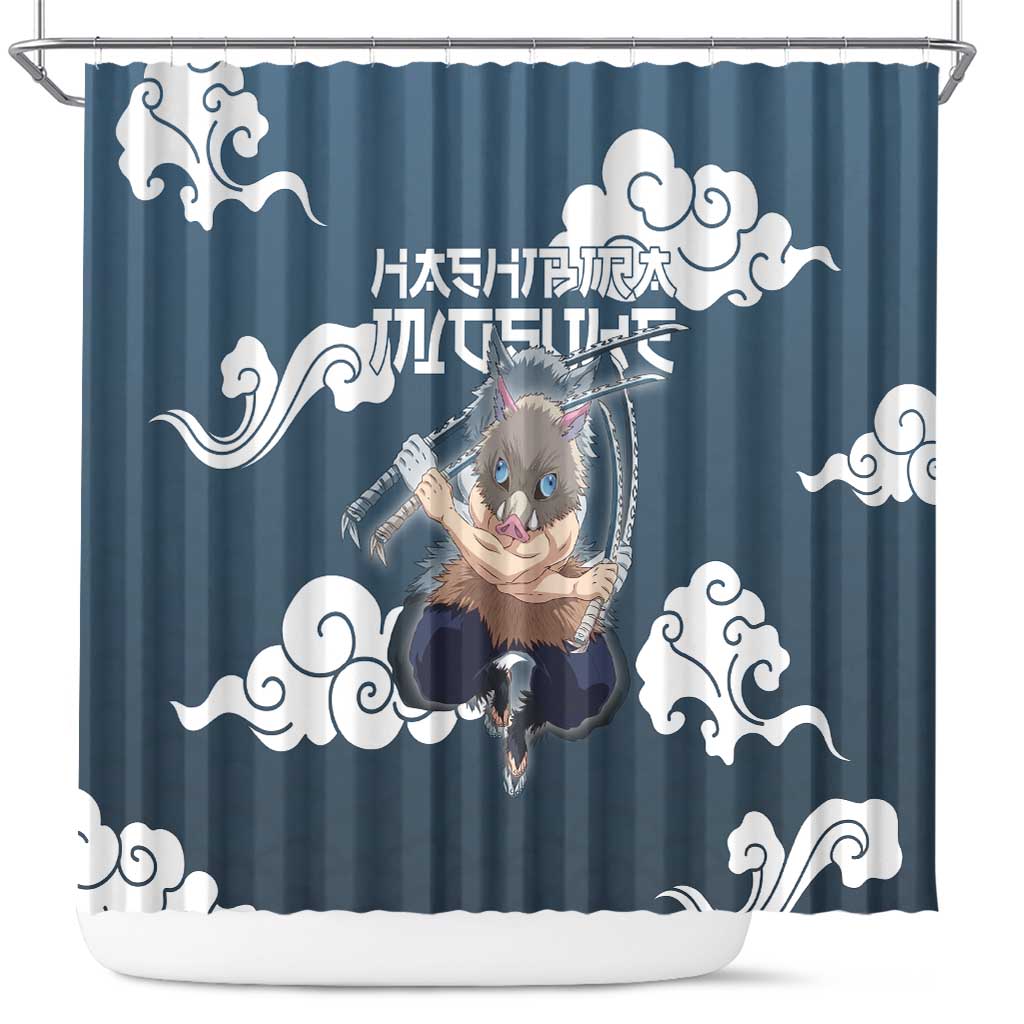 Hashibira Inosuke Demon Slayer Shower Curtain Whirlwind Anime Cloud Pattern Style
