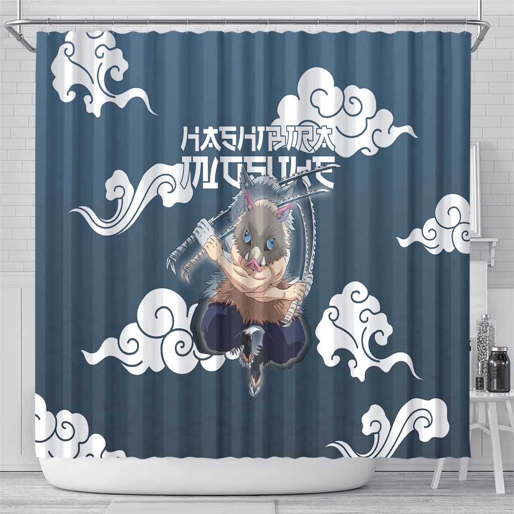 Hashibira Inosuke Demon Slayer Shower Curtain Whirlwind Anime Cloud Pattern Style