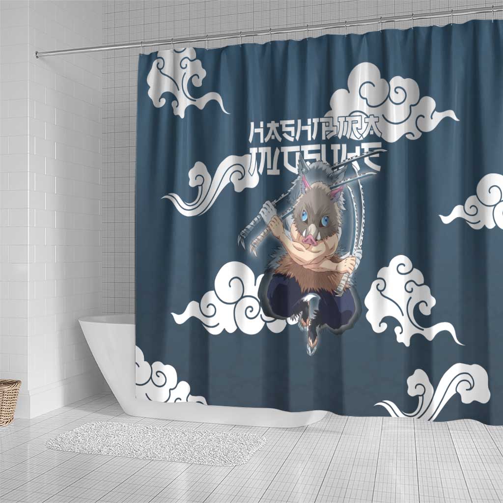Hashibira Inosuke Demon Slayer Shower Curtain Whirlwind Anime Cloud Pattern Style