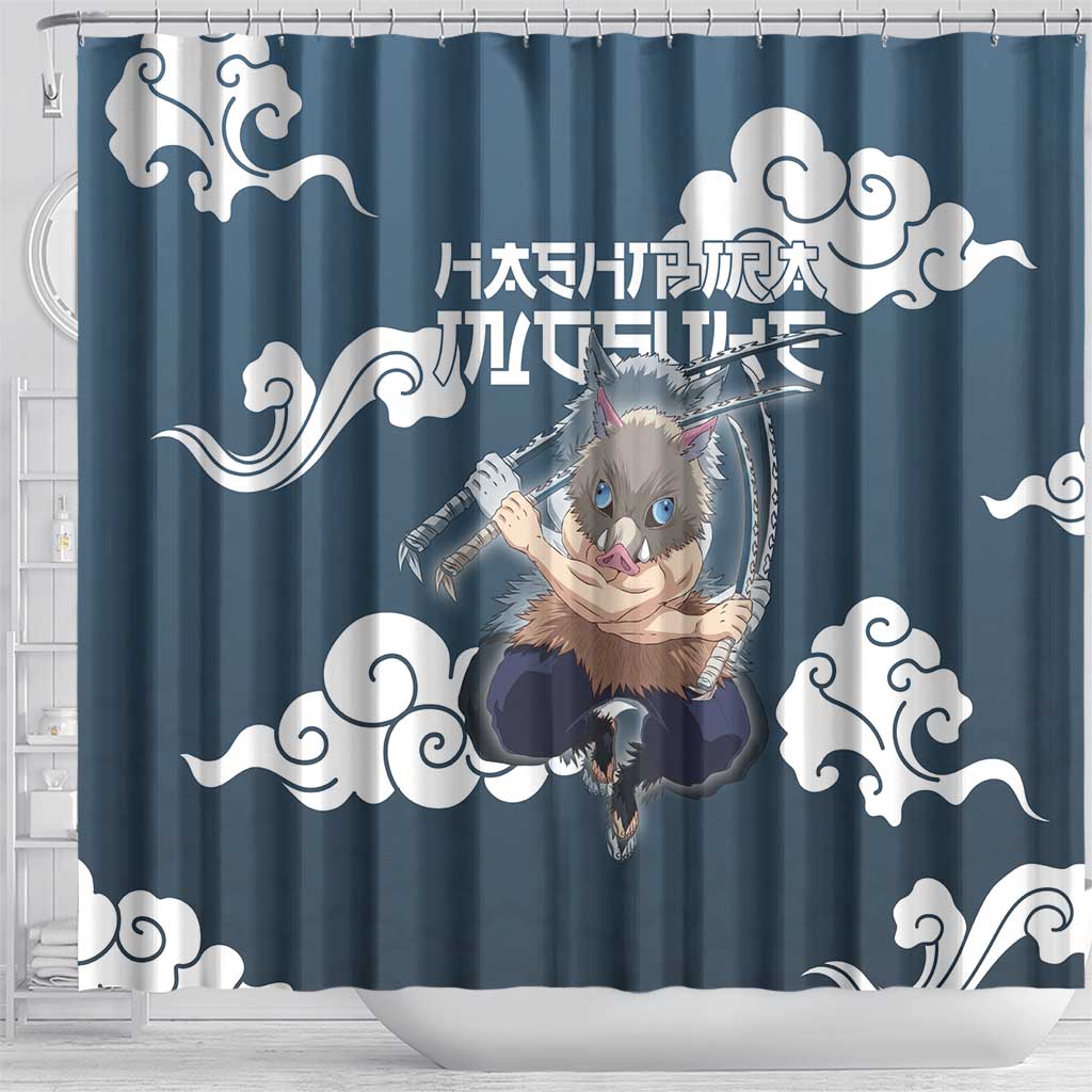 Hashibira Inosuke Demon Slayer Shower Curtain Whirlwind Anime Cloud Pattern Style