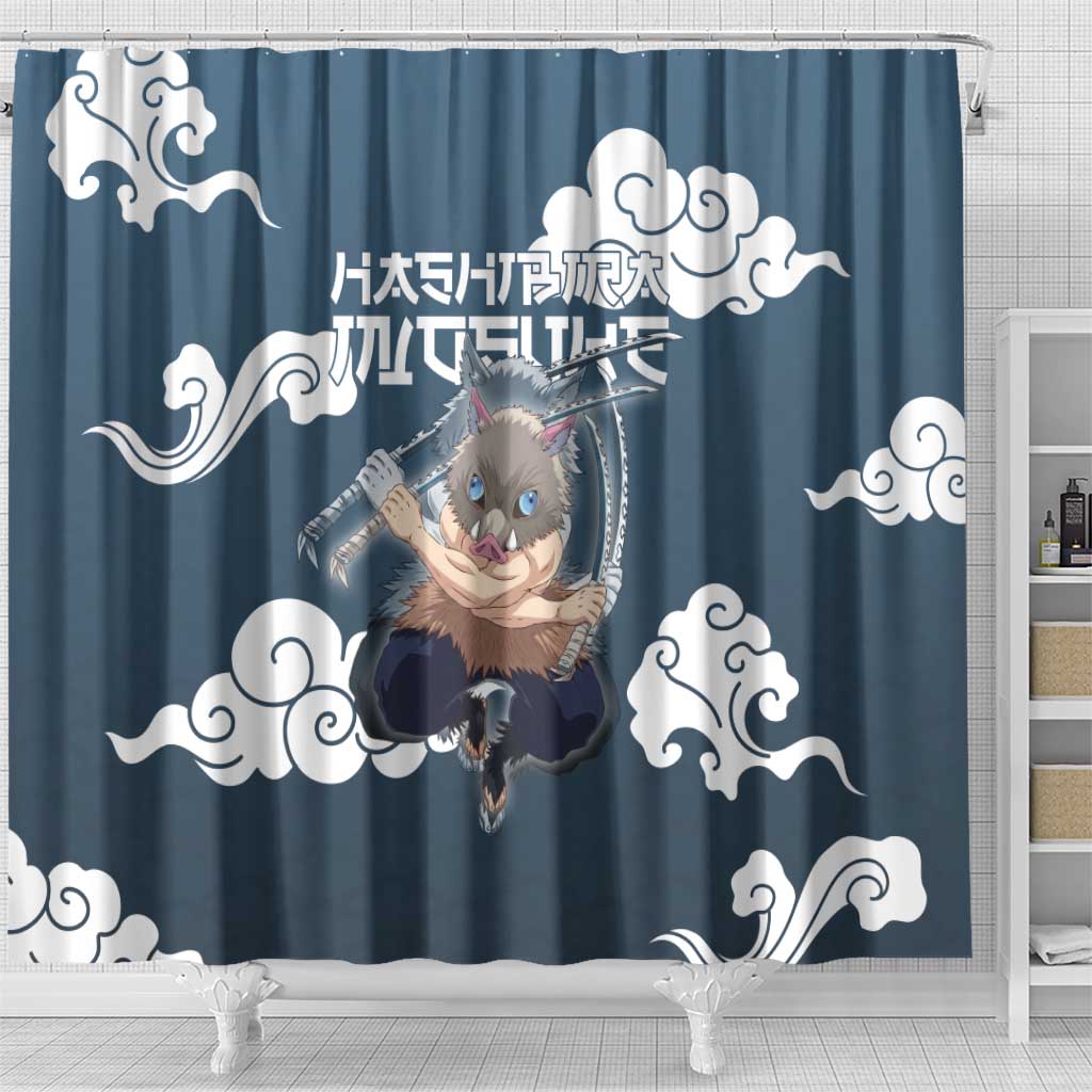 Hashibira Inosuke Demon Slayer Shower Curtain Whirlwind Anime Cloud Pattern Style