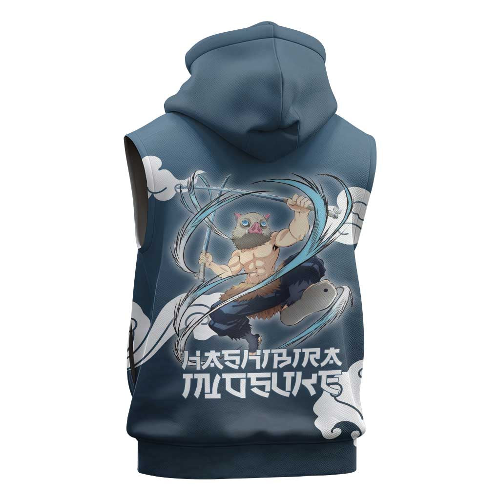 Hashibira Inosuke Demon Slayer Sleeveless Hoodie Whirlwind Anime Cloud Pattern Style