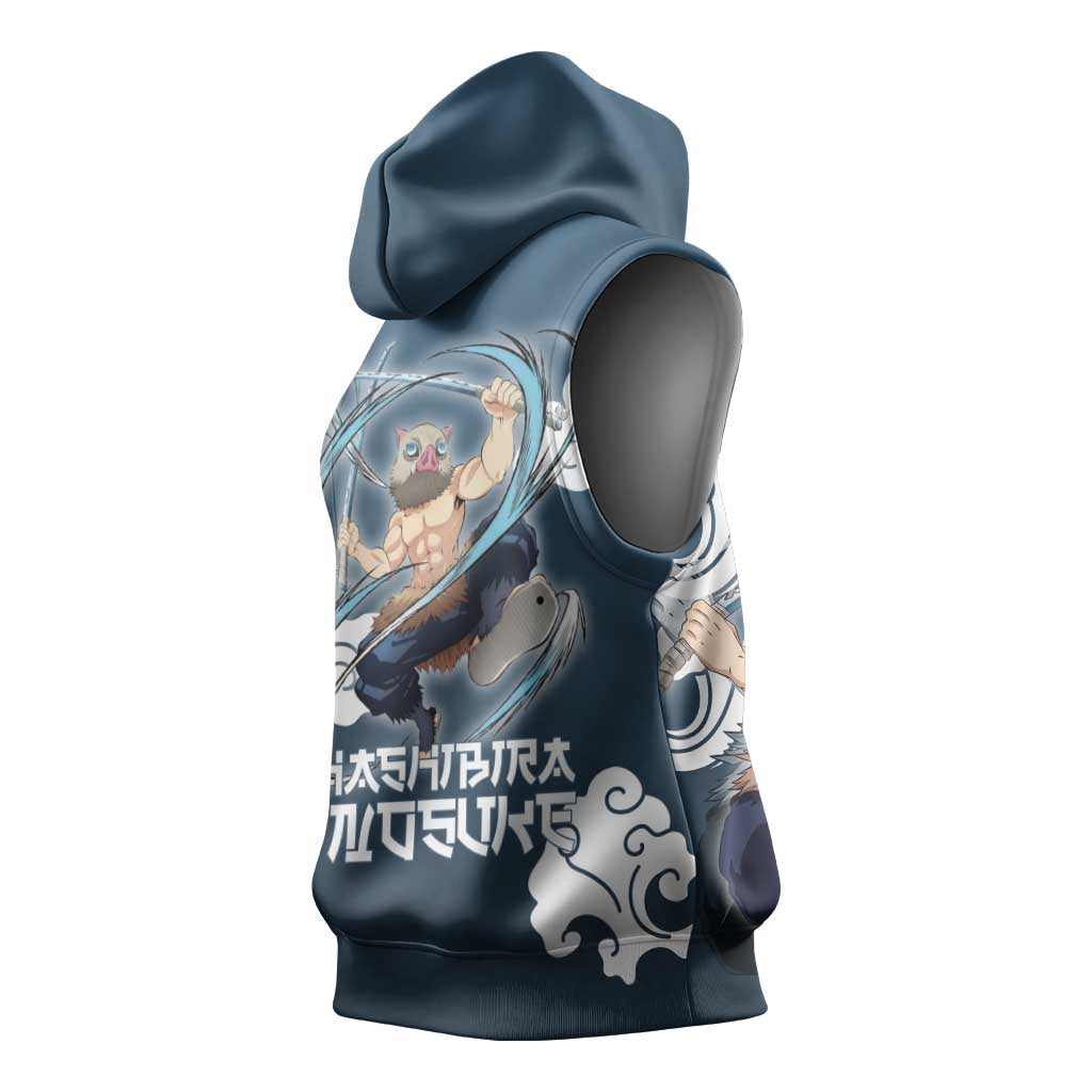 Hashibira Inosuke Demon Slayer Sleeveless Hoodie Whirlwind Anime Cloud Pattern Style