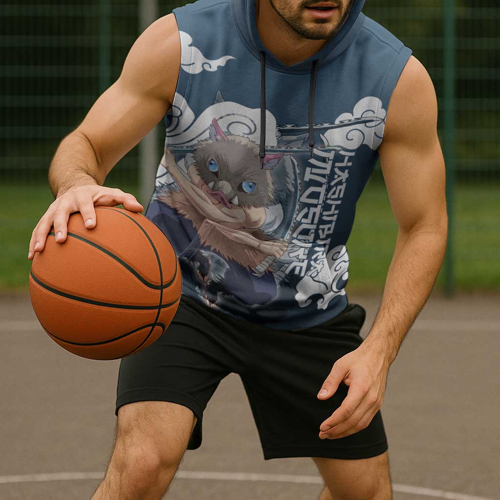 Hashibira Inosuke Demon Slayer Sleeveless Hoodie Whirlwind Anime Cloud Pattern Style