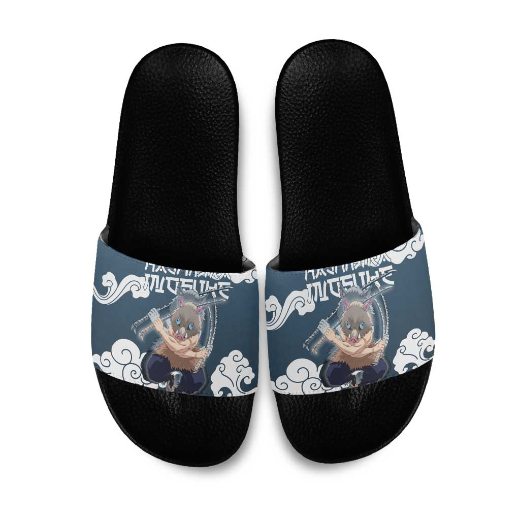 Hashibira Inosuke Demon Slayer Slide Sandals Whirlwind Anime Cloud Pattern Style