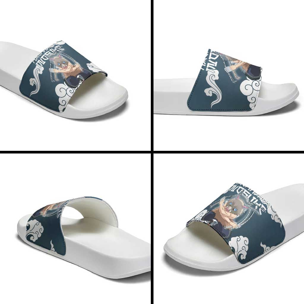 Hashibira Inosuke Demon Slayer Slide Sandals Whirlwind Anime Cloud Pattern Style