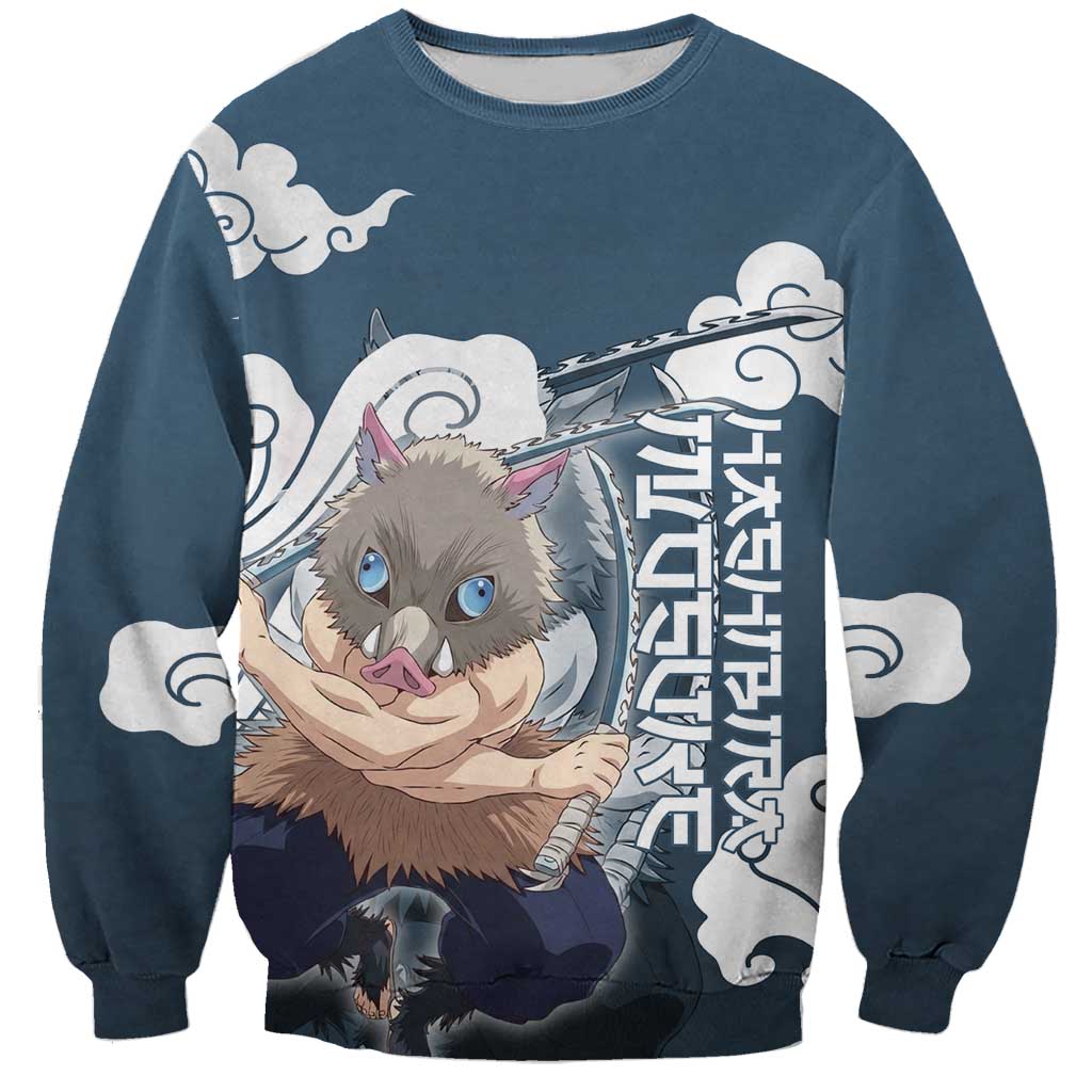 Hashibira Inosuke Demon Slayer Sweatshirt Whirlwind Anime Cloud Pattern Style