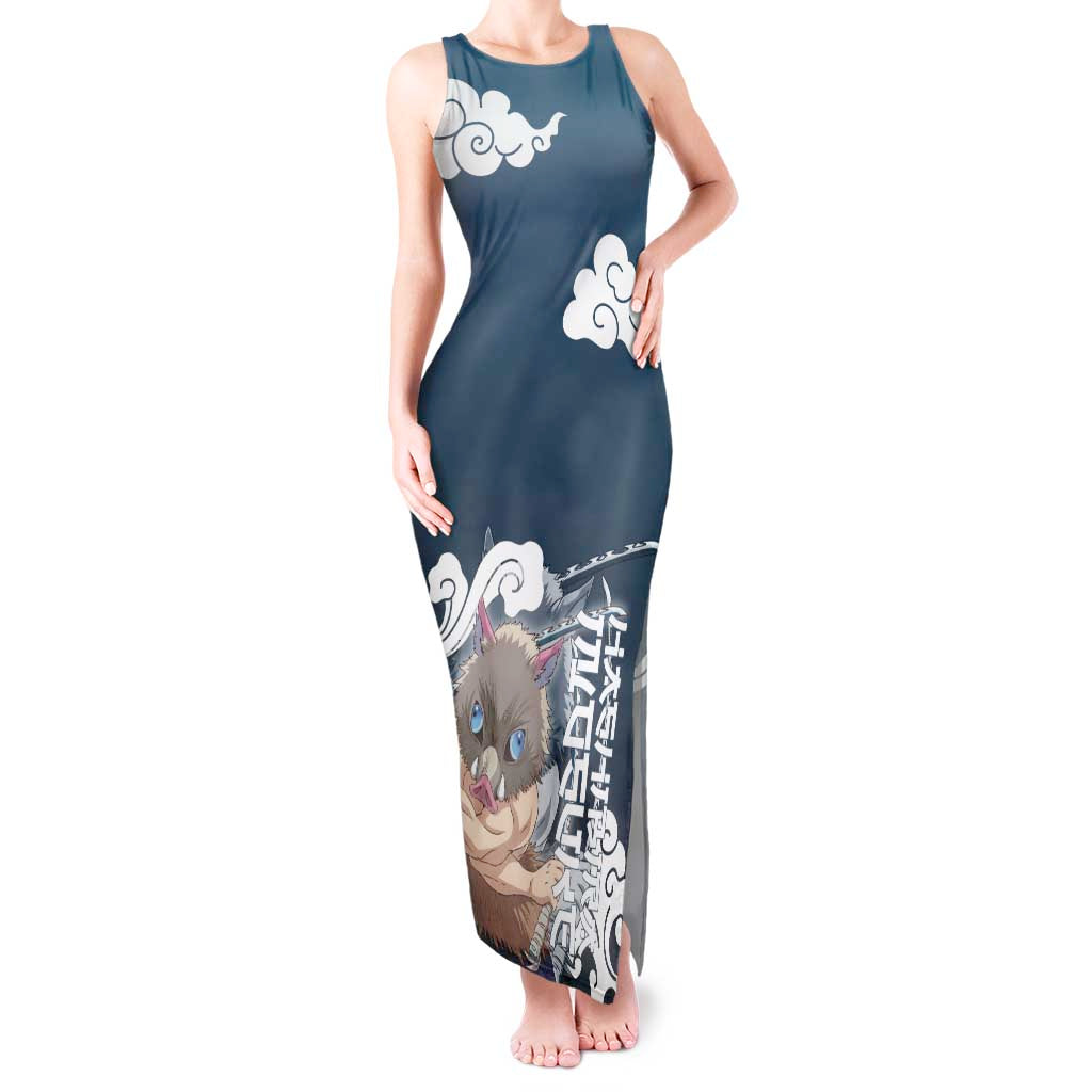 Hashibira Inosuke Demon Slayer Tank Maxi Dress Whirlwind Anime Cloud Pattern Style