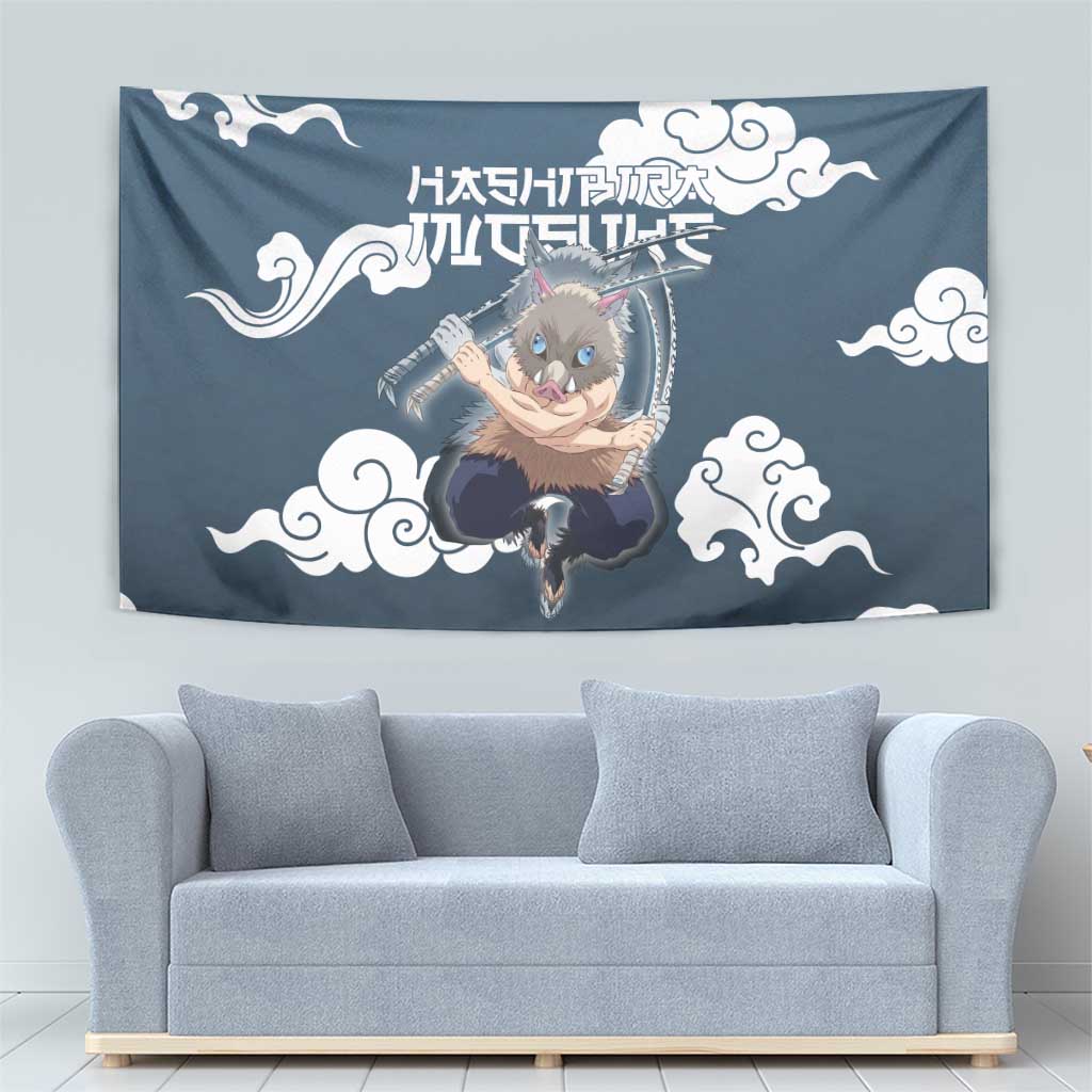 Hashibira Inosuke Demon Slayer Tapestry Whirlwind Anime Cloud Pattern Style