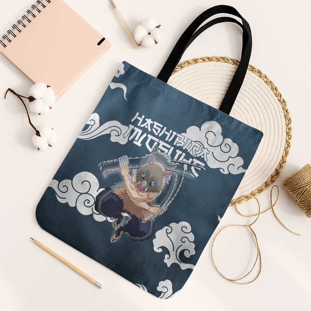 Hashibira Inosuke Demon Slayer Tote Bag Whirlwind Anime Cloud Pattern Style