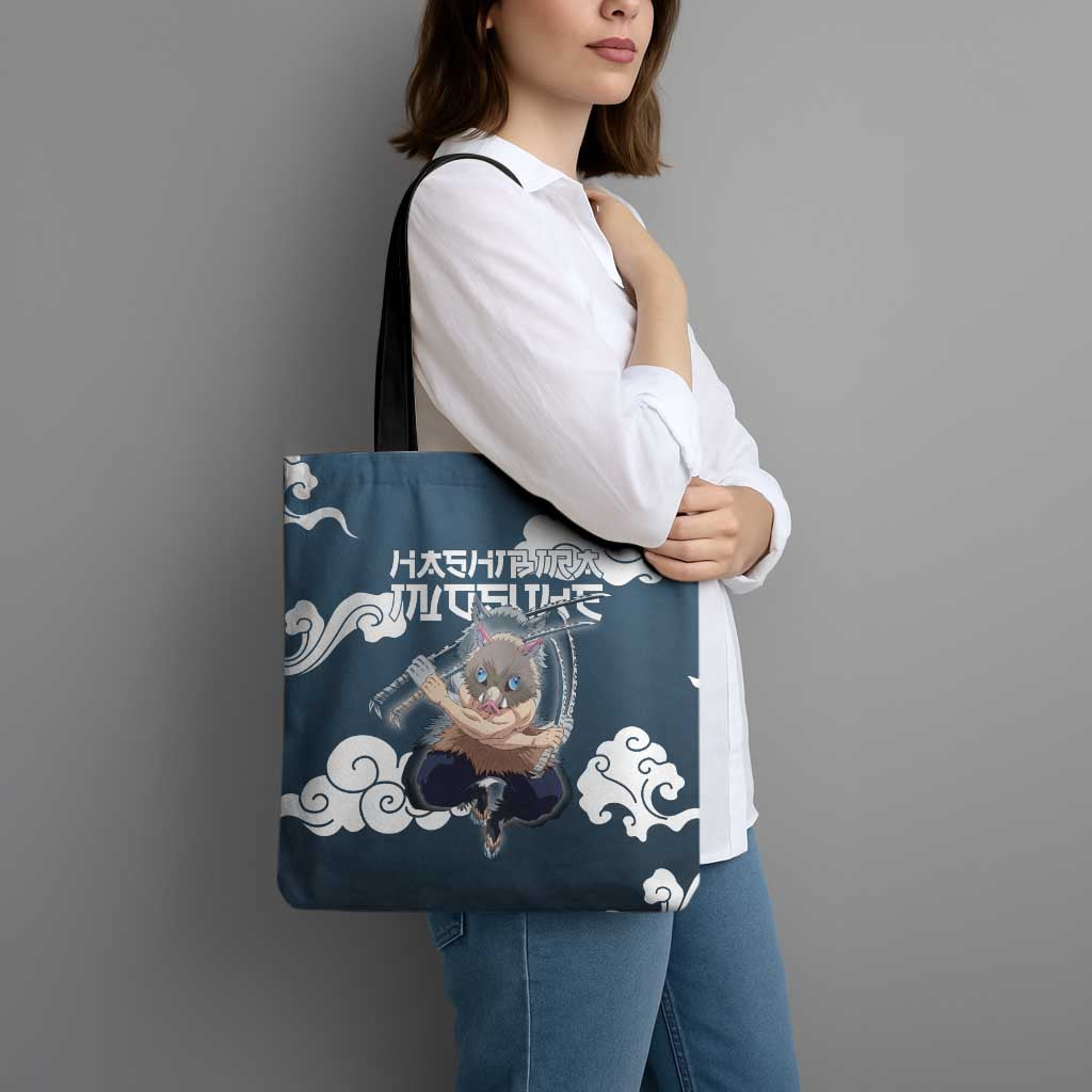 Hashibira Inosuke Demon Slayer Tote Bag Whirlwind Anime Cloud Pattern Style