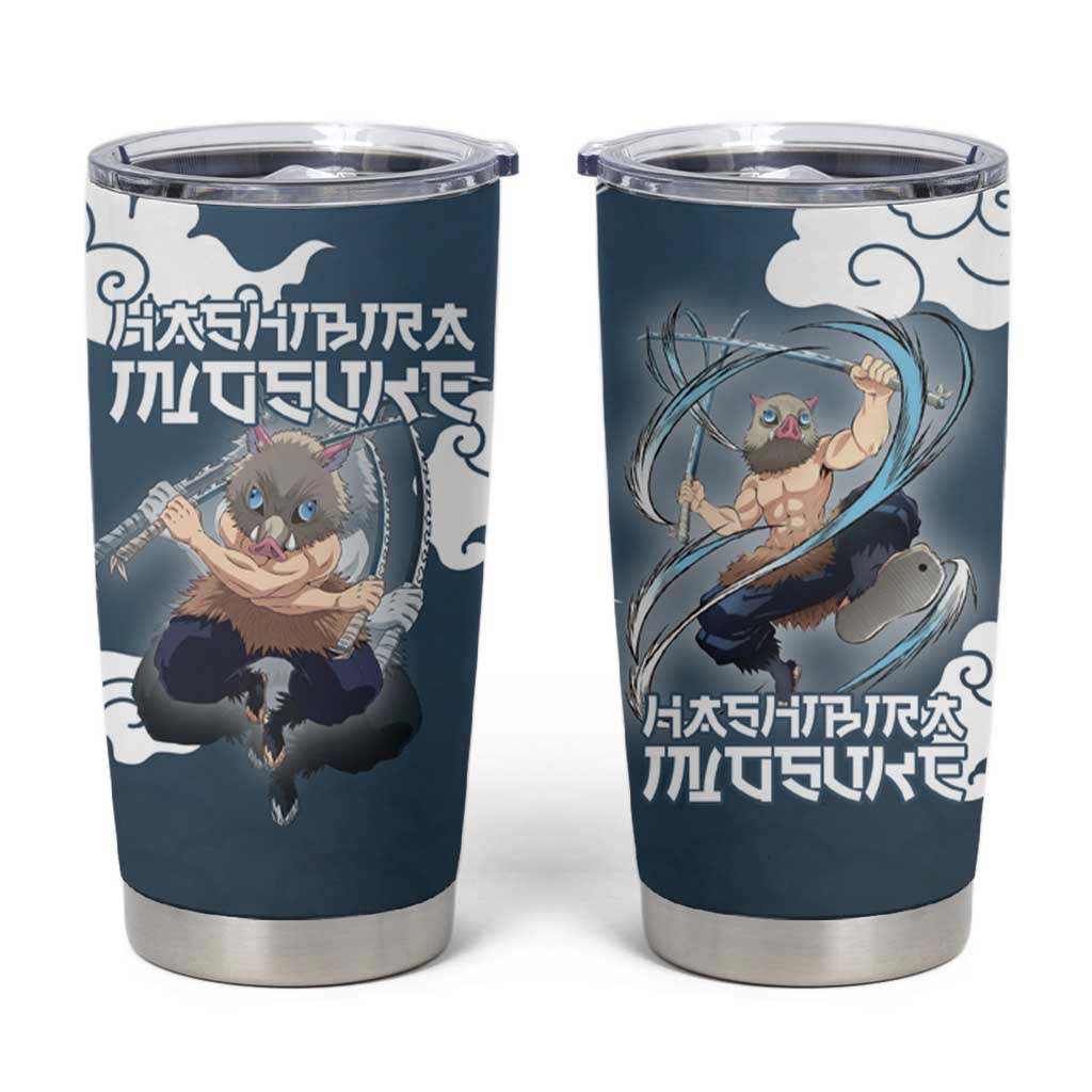 Hashibira Inosuke Demon Slayer Tumbler Cup Whirlwind Anime Cloud Pattern Style