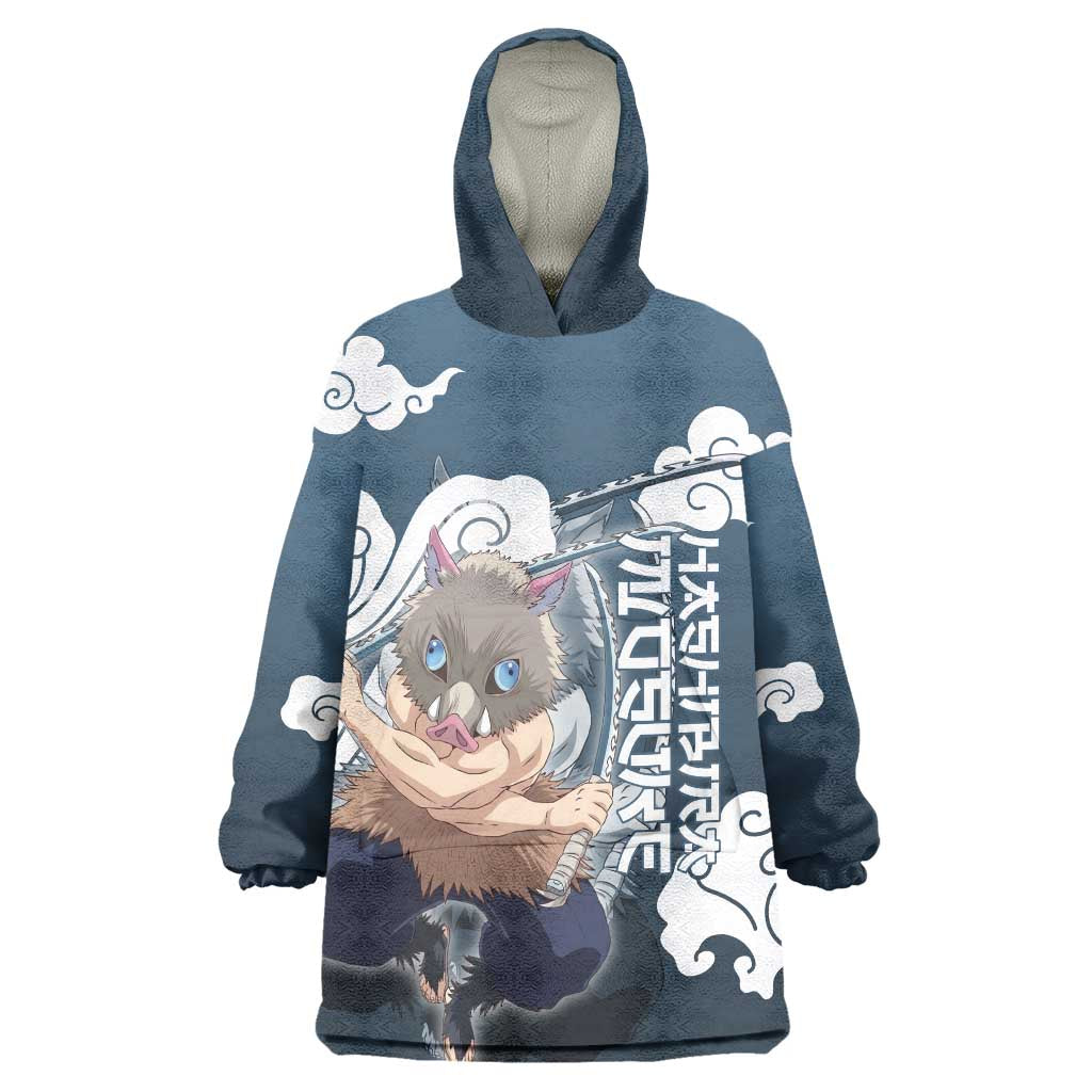 Hashibira Inosuke Demon Slayer Wearable Blanket Hoodie Whirlwind Anime Cloud Pattern Style