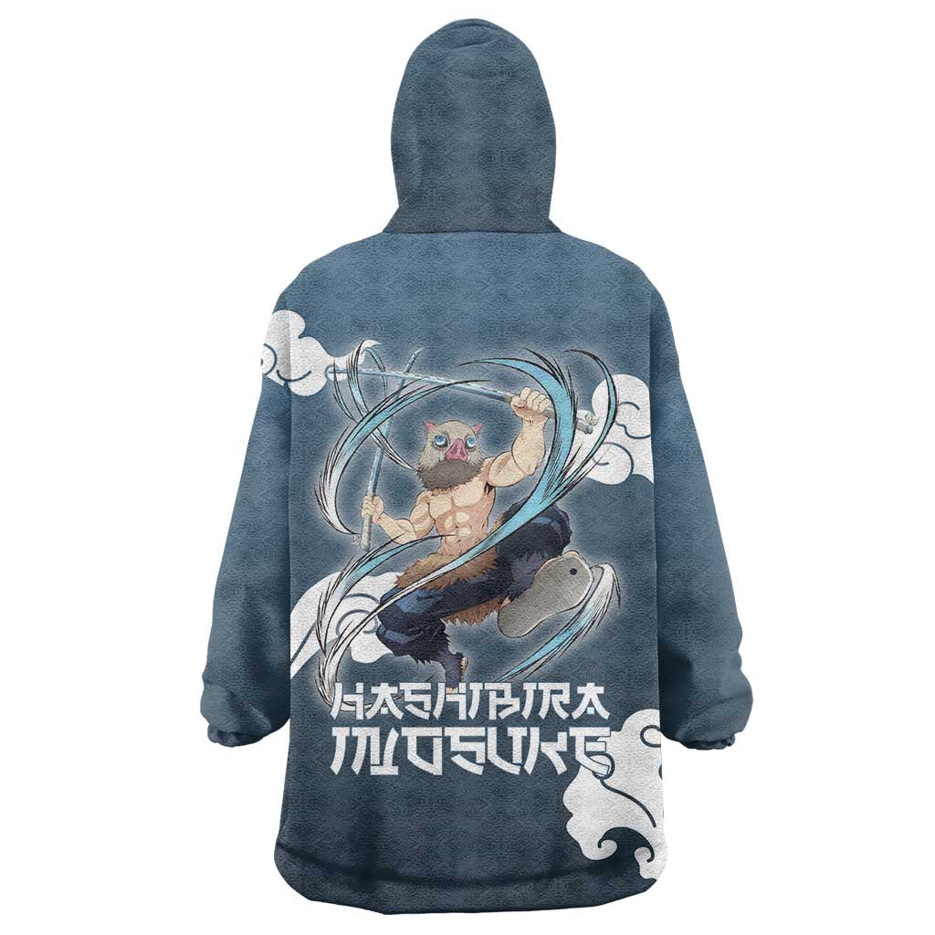 Hashibira Inosuke Demon Slayer Wearable Blanket Hoodie Whirlwind Anime Cloud Pattern Style