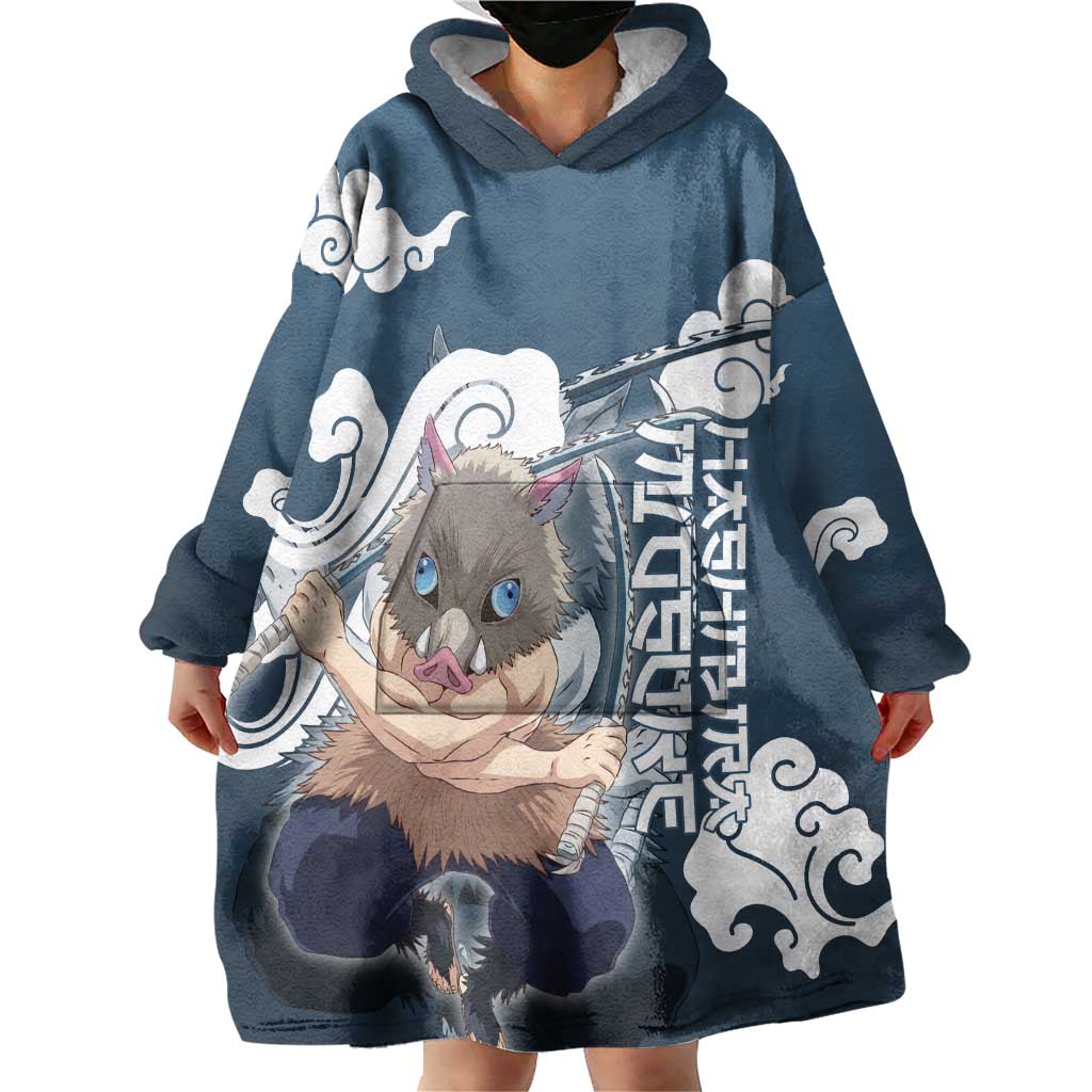 Hashibira Inosuke Demon Slayer Wearable Blanket Hoodie Whirlwind Anime Cloud Pattern Style
