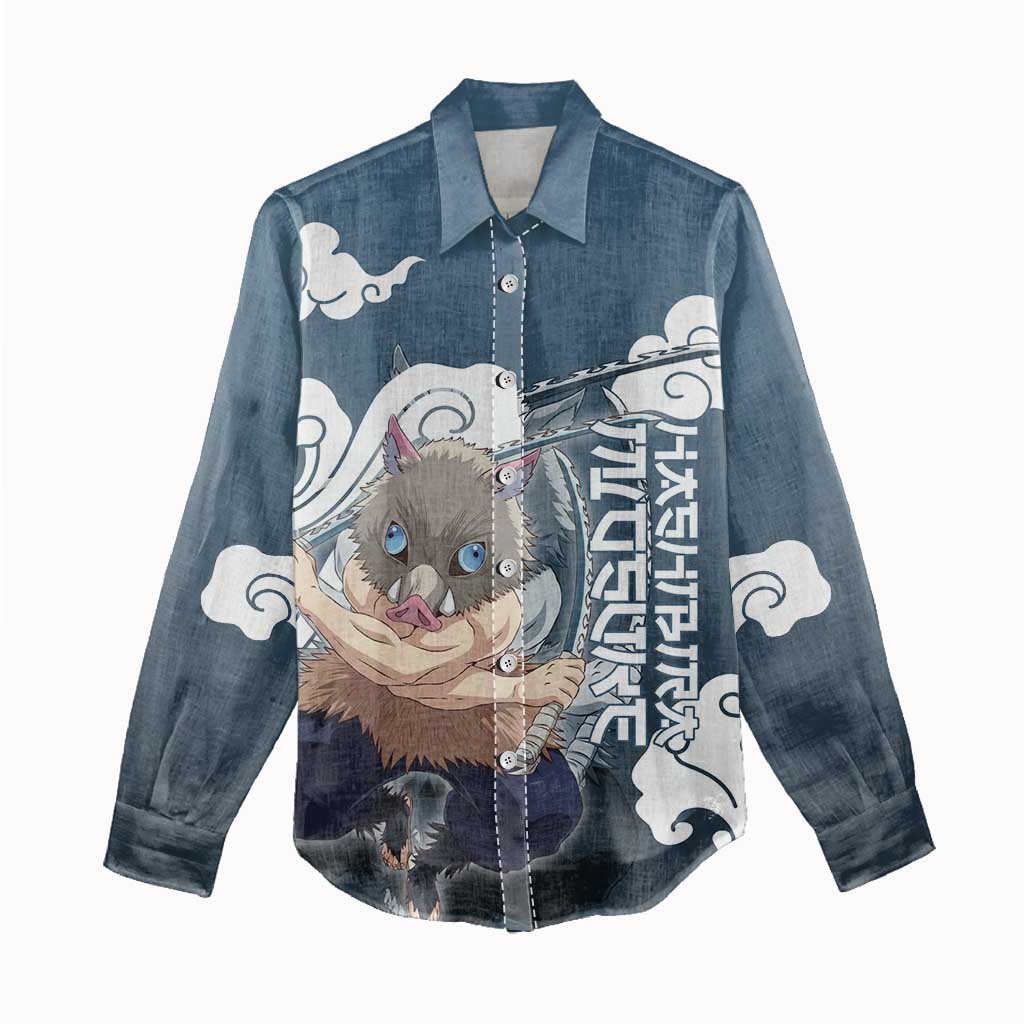 Hashibira Inosuke Demon Slayer Women Casual Shirt Whirlwind Anime Cloud Pattern Style