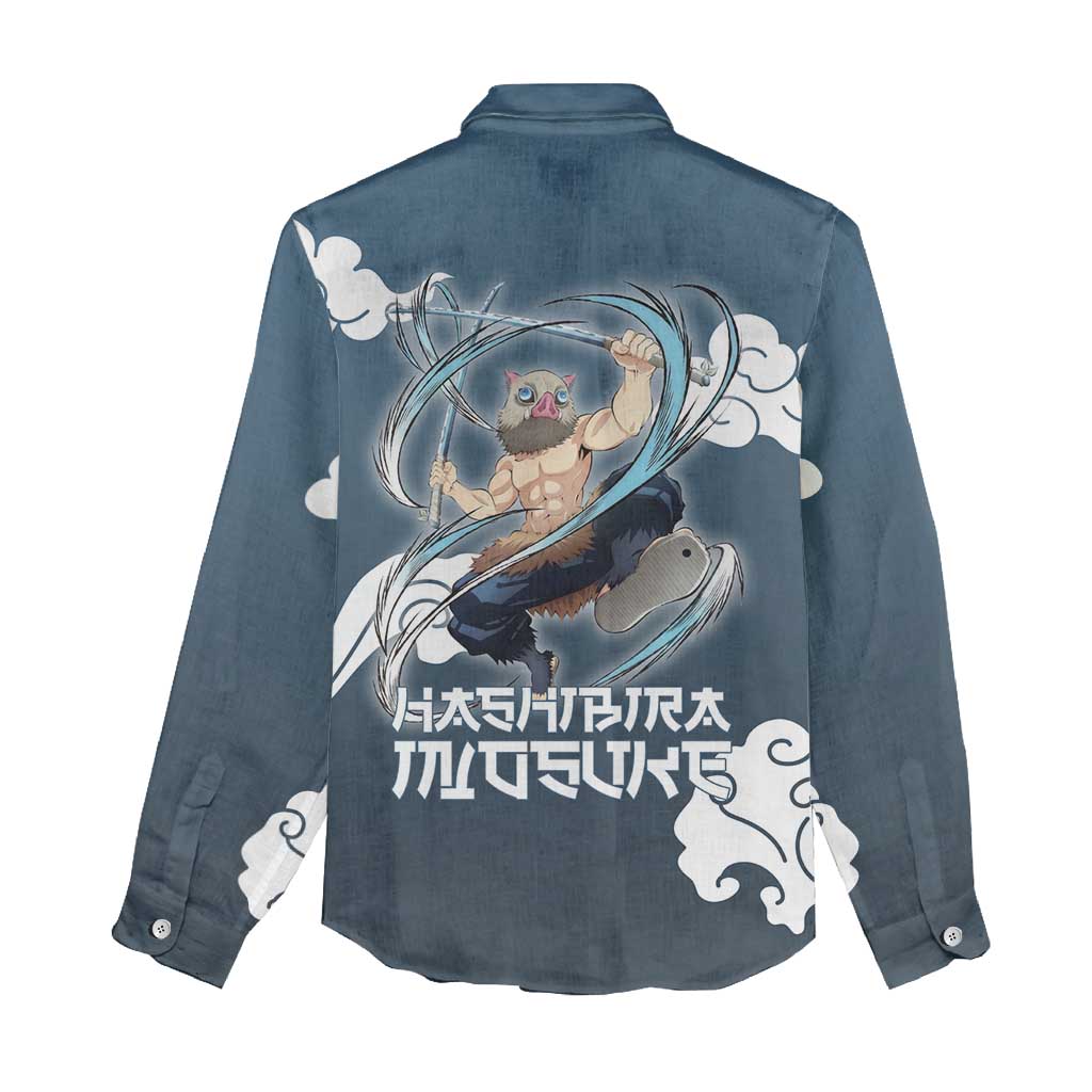 Hashibira Inosuke Demon Slayer Women Casual Shirt Whirlwind Anime Cloud Pattern Style