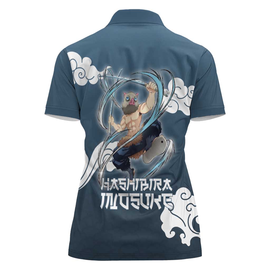 Hashibira Inosuke Demon Slayer Women Polo Shirt Whirlwind Anime Cloud Pattern Style