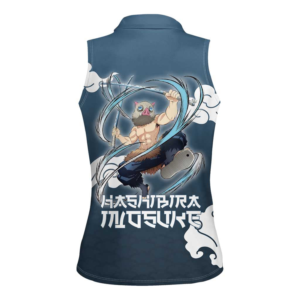 Hashibira Inosuke Demon Slayer Women Sleeveless Polo Shirt Whirlwind Anime Cloud Pattern Style