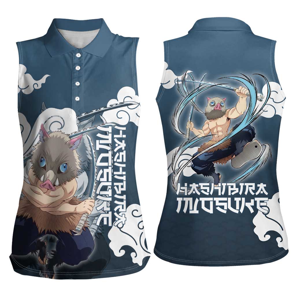 Hashibira Inosuke Demon Slayer Women Sleeveless Polo Shirt Whirlwind Anime Cloud Pattern Style