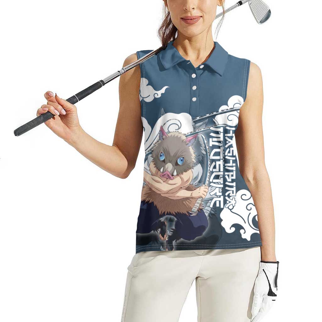 Hashibira Inosuke Demon Slayer Women Sleeveless Polo Shirt Whirlwind Anime Cloud Pattern Style